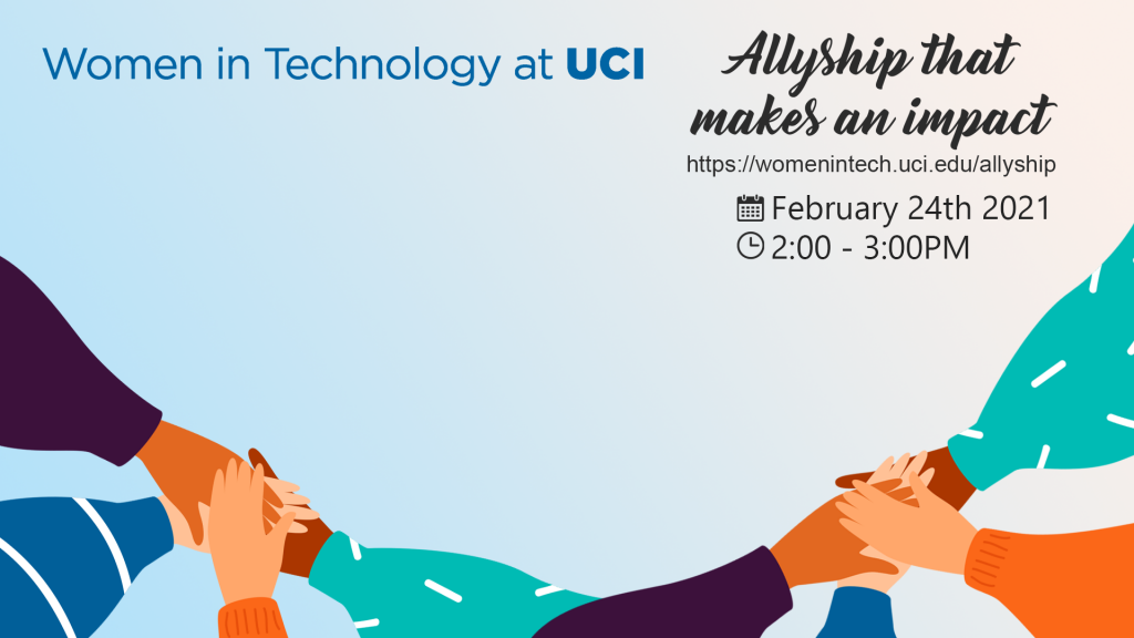 Women in Technology at UCI Allyship that makes an impact background